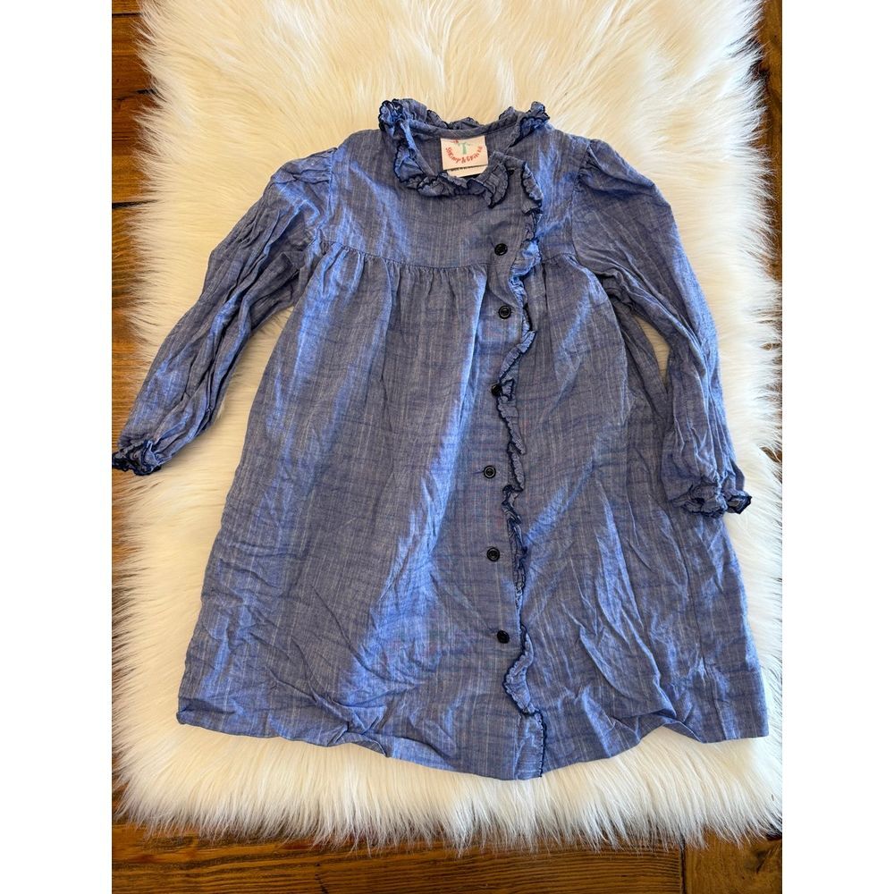 Shrimp‎ and Grits 3t blue chambray button dress EUC